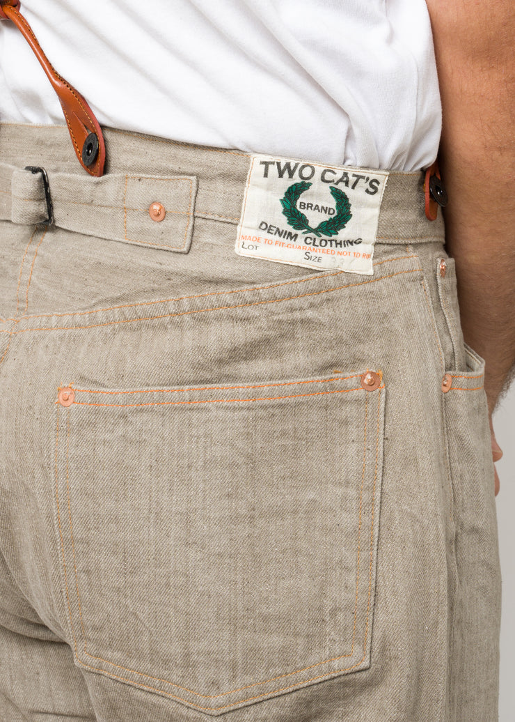 TCB "Two Cat's" Waist Overall Logwood 10,7OZ Brown Denim Jeans