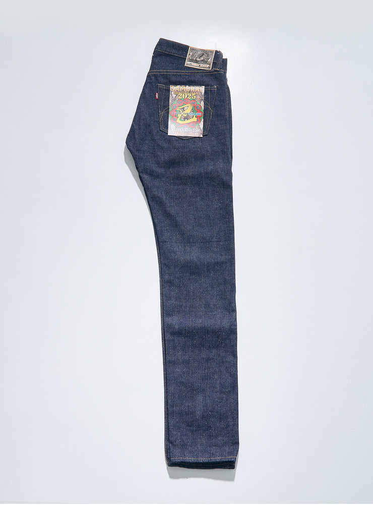 SAMURAI "S511VX17oz-25M" YEAR OF THE SNAKE 17OZ SLIM TAPERED JEANS