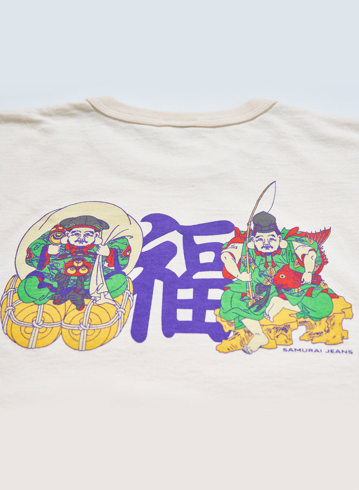 SAMURAI "SJST25-105 SEVEN GODS" AGED COTTON INLAY LOOPWHEEL T-SHIRT