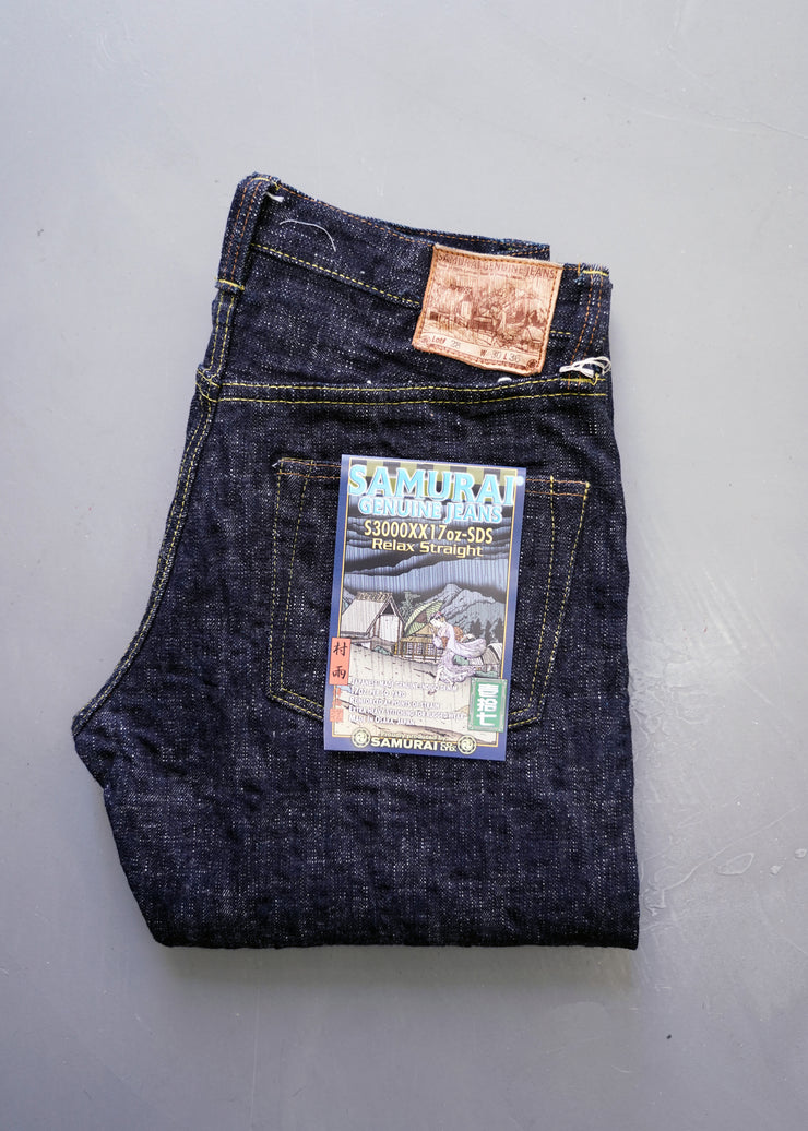 SAMURAI "S3000VX17oz-SDS" 17OZ MURASAME SLUB RELAX STRAIGHT JEANS