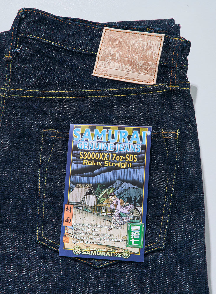 SAMURAI "S3000VX17oz-SDS" 17OZ MURASAME SLUB RELAX STRAIGHT JEANS
