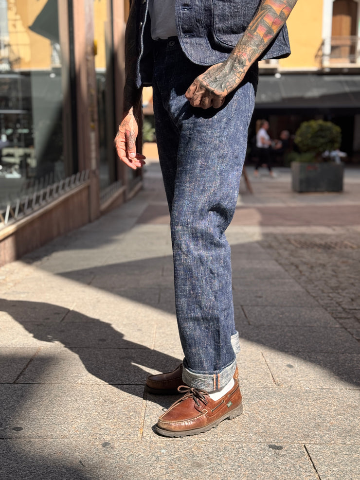 GRAPH ZERO "GREEN INDIGO SKEIN DYEING" 15OZ NATURAL INDIGO SLIM STRAIGHT JEANS