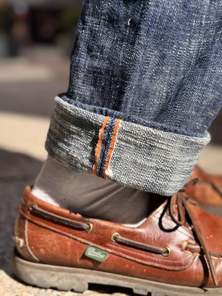 GRAPH ZERO "GREEN INDIGO SKEIN DYEING" 15OZ NATURAL INDIGO SLIM STRAIGHT JEANS