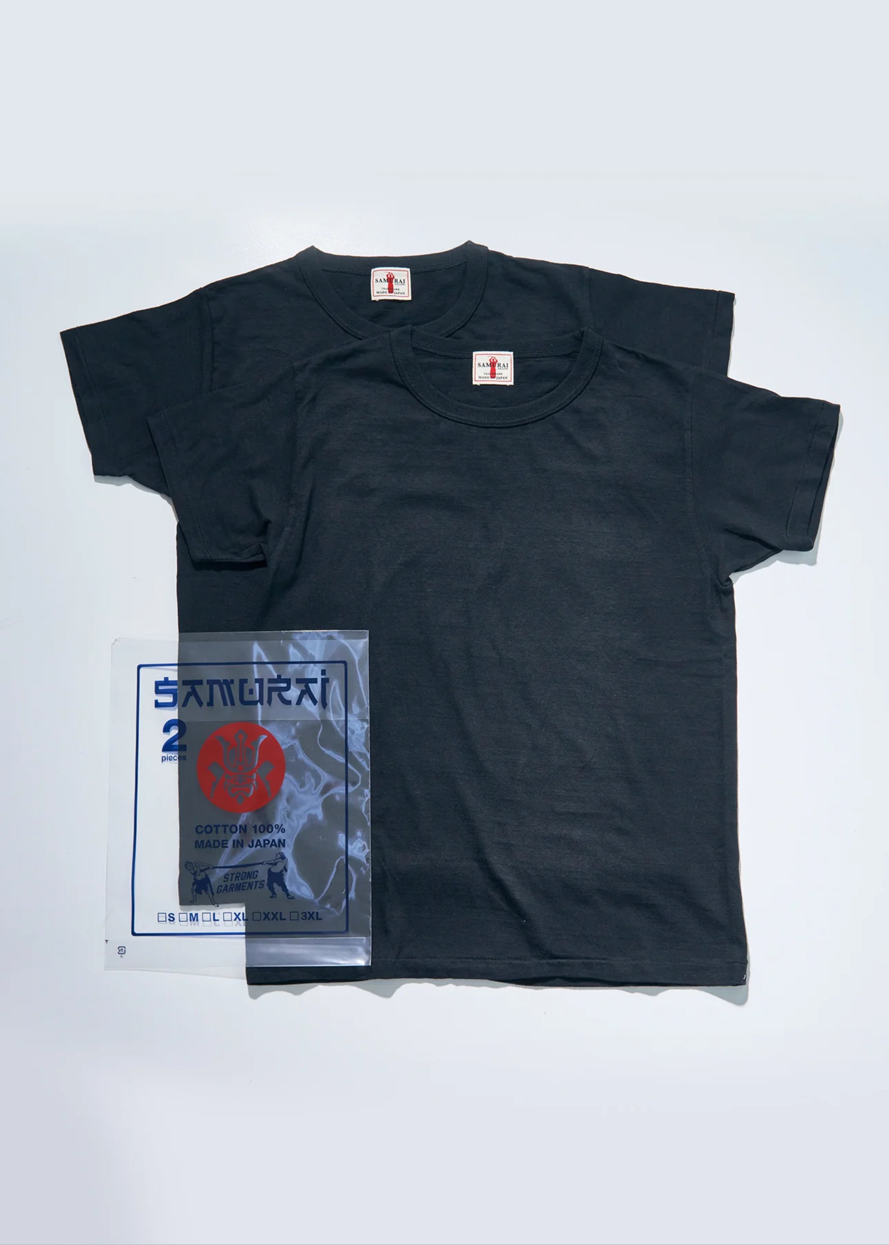 SAMURAI JEANS SJ2PST-CREW Crew Neck 2-Pack T-Shirt Plain 黒
