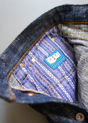 GRAPH ZERO "GREEN INDIGO SKEIN DYEING" 15OZ NATURAL INDIGO SLIM STRAIGHT JEANS