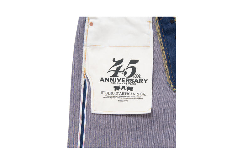 STUDIO D'ARTISAN "SP-117 AI-SA" 45TH ANNIVERSARY 15OZ SAKURA TAPERED DENIM JEANS
