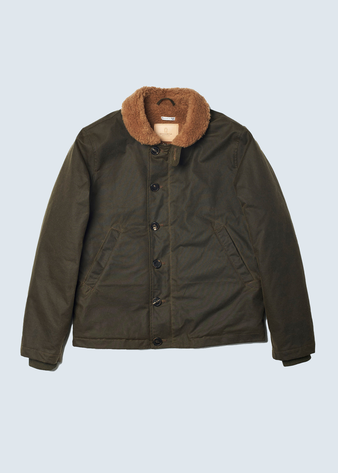 SHANGRI-LA “DECK” N-1 ARMY GREEN WAXED CANVAS JACKET — LIMITED