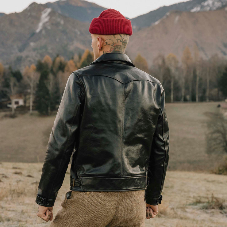 SHANGRI-LA “COSSACK” BLACK HORSEHIDE LEATHER JACKET