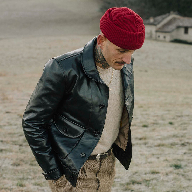 SHANGRI-LA “COSSACK” BLACK HORSEHIDE LEATHER JACKET