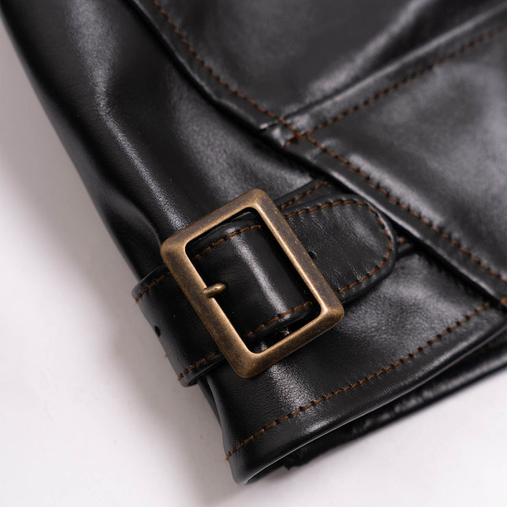 SHANGRI-LA “COSSACK” BLACK HORSEHIDE LEATHER JACKET