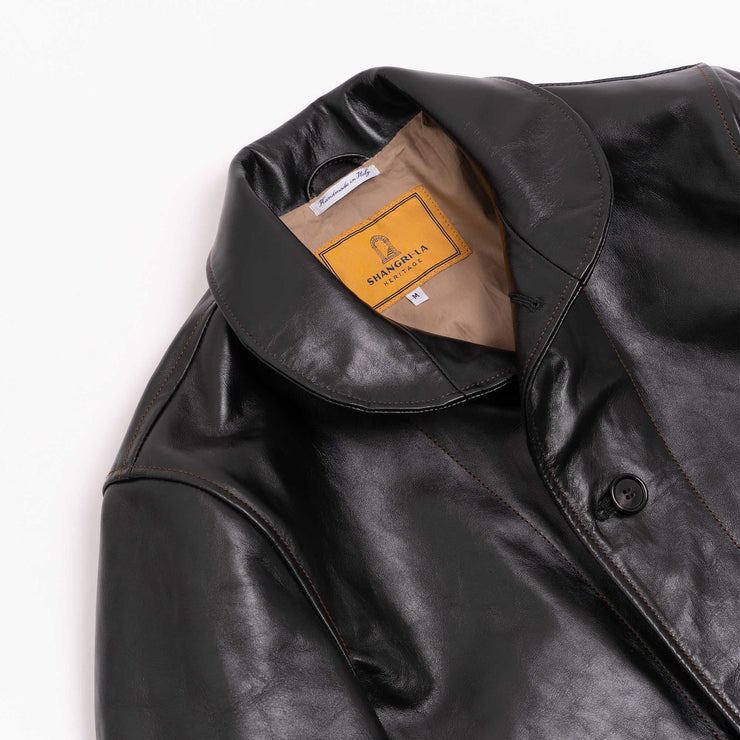 SHANGRI-LA “COSSACK” BLACK HORSEHIDE LEATHER JACKET