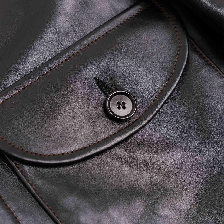 SHANGRI-LA “COSSACK” BLACK HORSEHIDE LEATHER JACKET