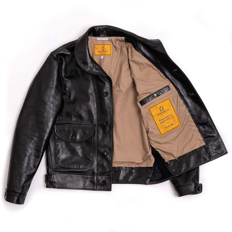 SHANGRI-LA “COSSACK” BLACK HORSEHIDE LEATHER JACKET