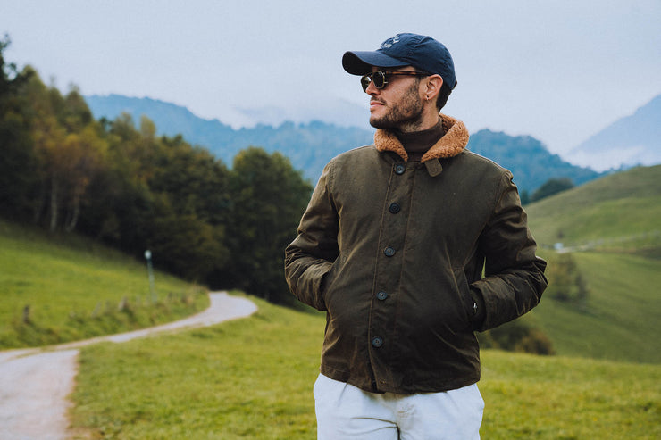 SHANGRI-LA “DECK” N-1 ARMY GREEN WAXED CANVAS JACKET — LIMITED EDITION OF 50 PIECES