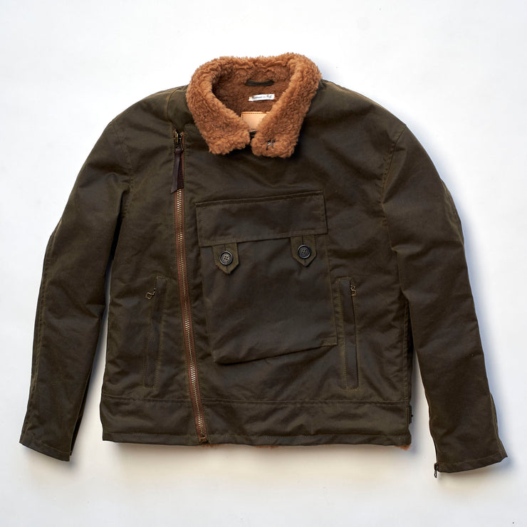 SHANGRI-LA “SWEDISH” ARMY GREEN MOTORCYCLE WAXED CANVAS JACKET — LIMITED EDITION OF 50