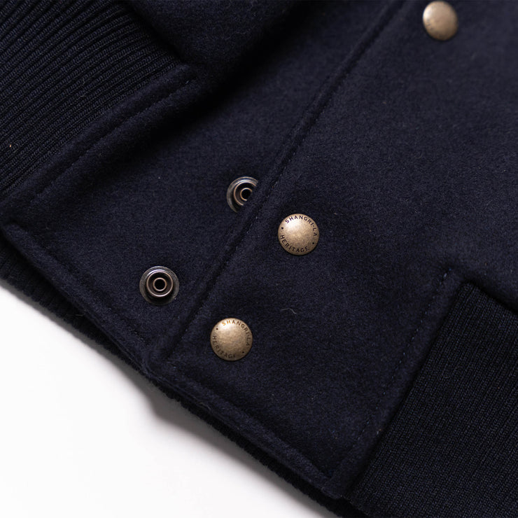 SHANGRI-LA HERITAGE "VARSITY" NAVY BLUE WOOL JACKET