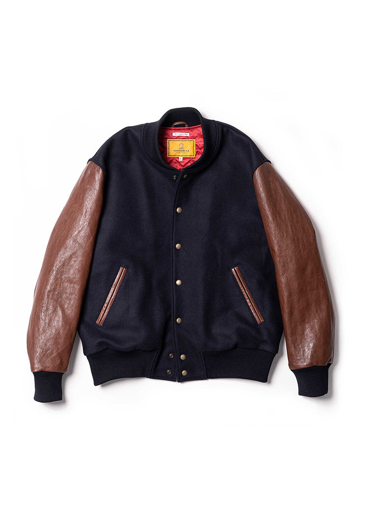 SHANGRI-LA HERITAGE "VARSITY" NAVY BLUE WOOL JACKET