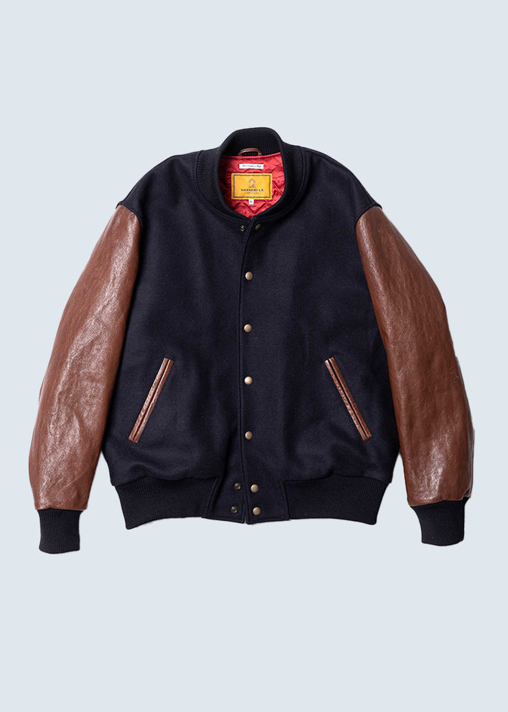 SHANGRI-LA HERITAGE "VARSITY" NAVY BLUE WOOL JACKET
